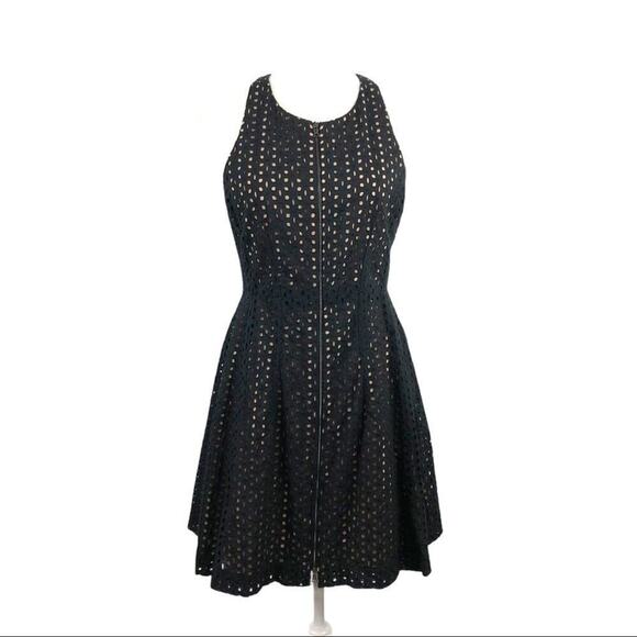 BCBGMaxAzria Guilianna Tulip Black Eyelet Lace Mini Dress 6 - Picture 3 of 15